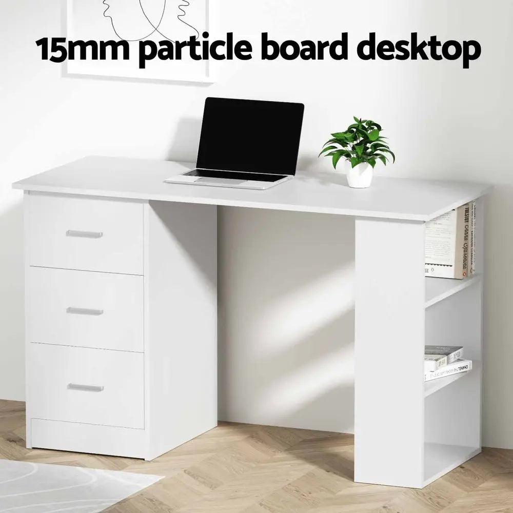 Artiss Computer Desk Drawer Shelf Cabinet White 120CM Chez Guru