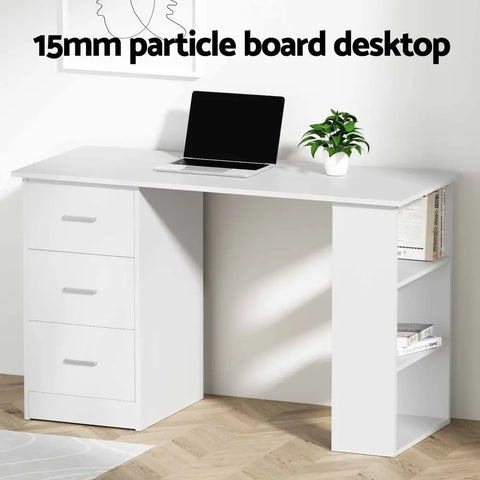 Artiss Computer Desk Drawer Shelf Cabinet White 120CM Chez Guru
