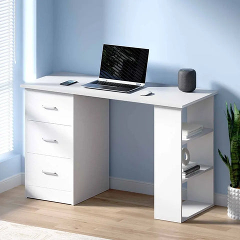 Artiss Computer Desk Drawer Shelf Cabinet White 120CM Chez Guru