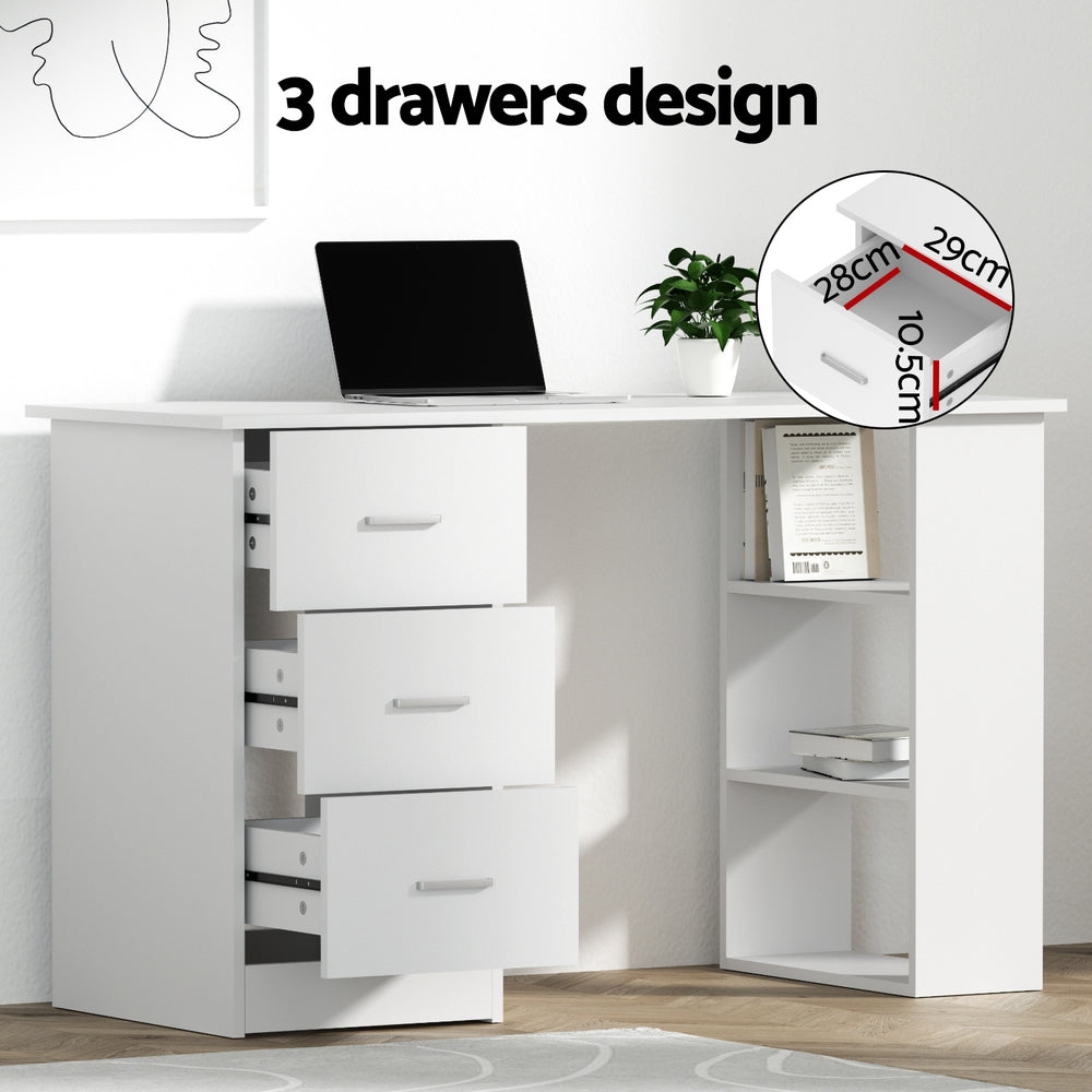 Artiss Computer Desk 120cm Executive Office Chair Set PU Leather High Back White Chez Guru