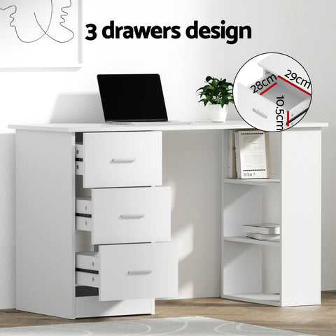 Artiss Computer Desk 120cm Executive Office Chair Set PU Leather High Back White Chez Guru