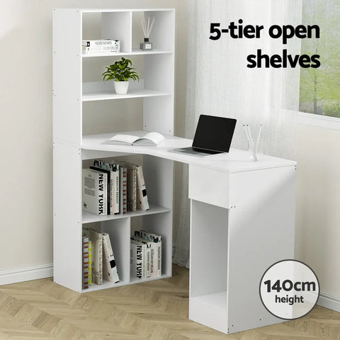 Artiss Computer Desk Bookshelf Drawer Cabinet White 120CM Chez Guru