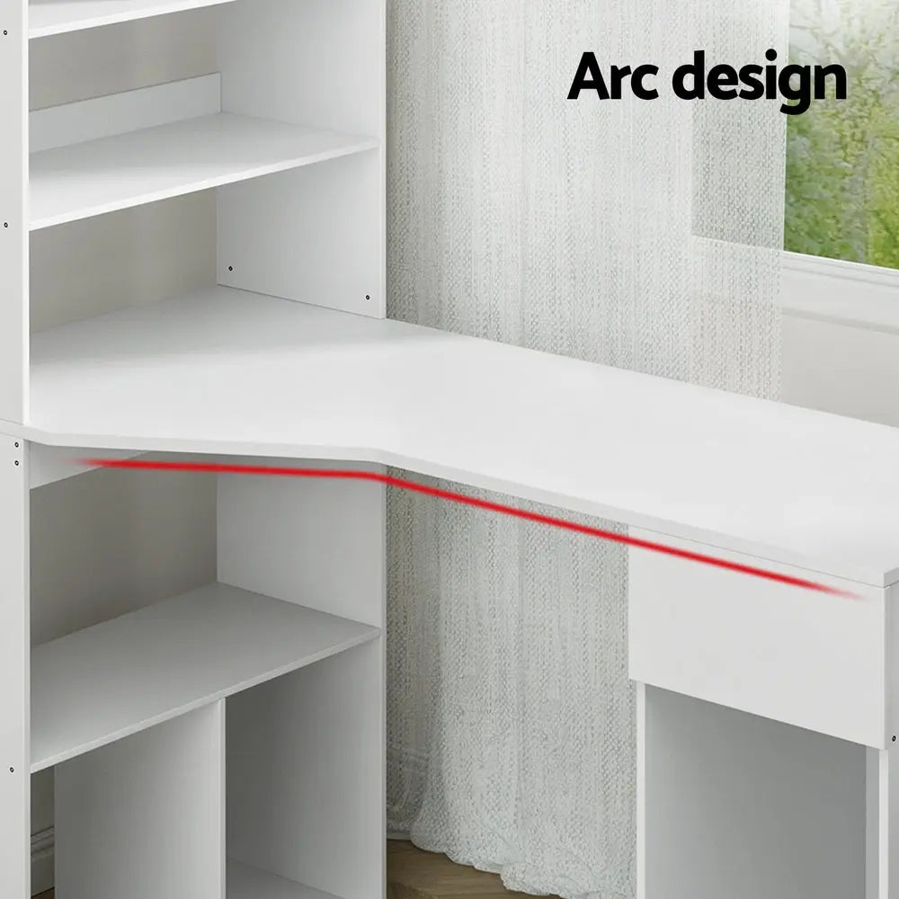 Artiss Computer Desk Bookshelf Drawer Cabinet White 120CM Chez Guru
