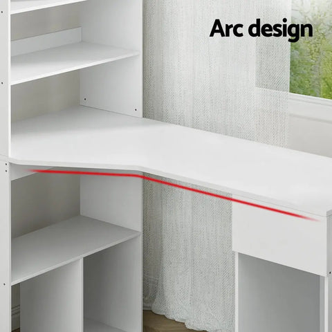 Artiss Computer Desk Bookshelf Drawer Cabinet White 120CM Chez Guru