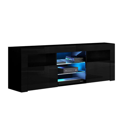 Artiss Entertainment Unit TV Cabinet LED 160cm Black Bobi Chez Guru