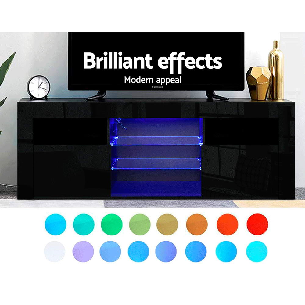 Artiss Entertainment Unit TV Cabinet LED 160cm Black Bobi Chez Guru
