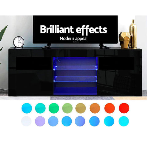 Artiss Entertainment Unit TV Cabinet LED 160cm Black Bobi Chez Guru