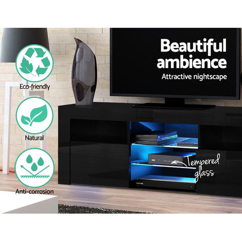 Artiss Entertainment Unit TV Cabinet LED 160cm Black Bobi Chez Guru