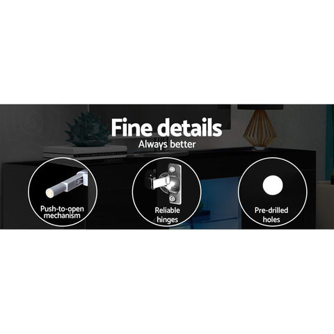 Artiss Entertainment Unit TV Cabinet LED 160cm Black Bobi Chez Guru