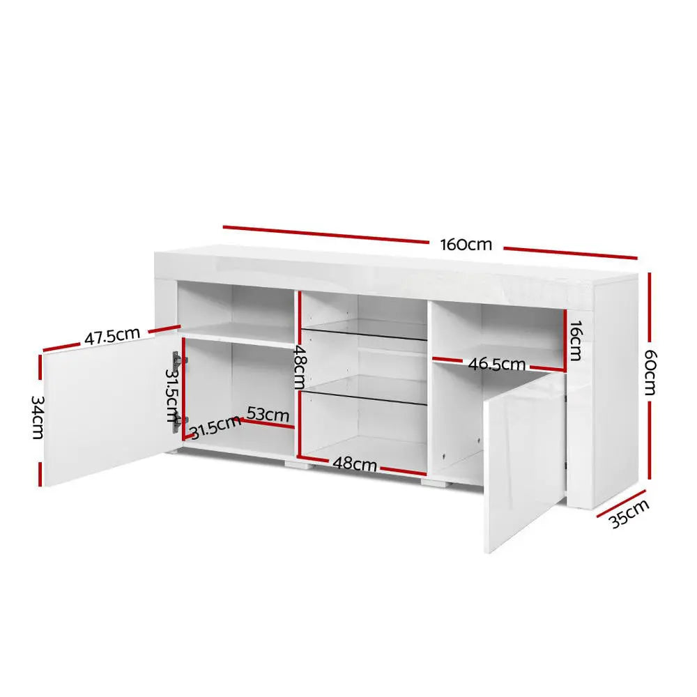 Artiss Entertainment Unit TV Cabinet LED 160cm White Bobi - Chez Guru