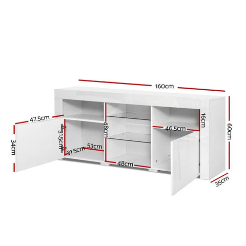 Artiss Entertainment Unit TV Cabinet LED 160cm White Bobi - Chez Guru