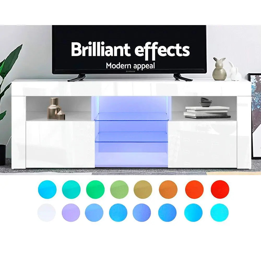 Artiss Entertainment Unit TV Cabinet LED 160cm White Bobi - Chez Guru