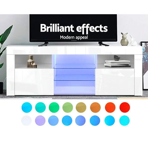 Artiss Entertainment Unit TV Cabinet LED 160cm White Bobi - Chez Guru