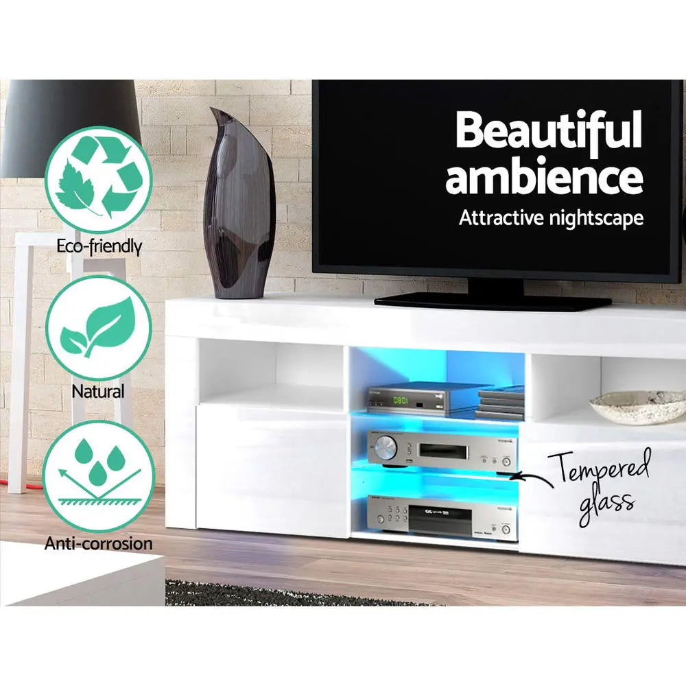 Artiss Entertainment Unit TV Cabinet LED 160cm White Bobi - Chez Guru