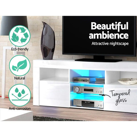 Artiss Entertainment Unit TV Cabinet LED 160cm White Bobi - Chez Guru