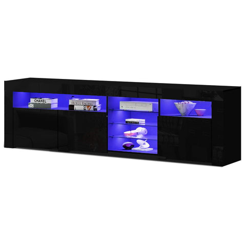 Artiss Entertainment Unit TV Cabinet LED 180cm Black Bobi Chez Guru