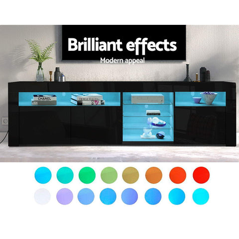Artiss Entertainment Unit TV Cabinet LED 180cm Black Bobi Chez Guru