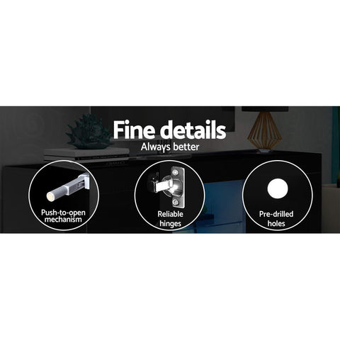 Artiss Entertainment Unit TV Cabinet LED 180cm Black Bobi Chez Guru