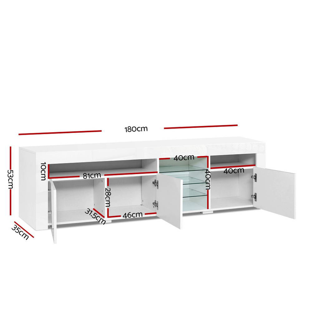 Artiss Entertainment Unit TV Cabinet LED 180cm White Bobi Chez Guru