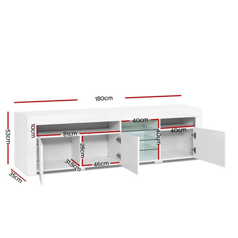 Artiss Entertainment Unit TV Cabinet LED 180cm White Bobi Chez Guru