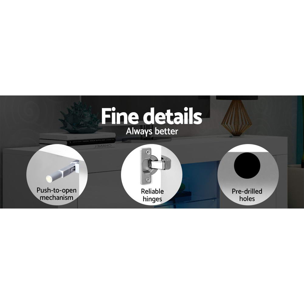 Artiss Entertainment Unit TV Cabinet LED 180cm White Bobi Chez Guru