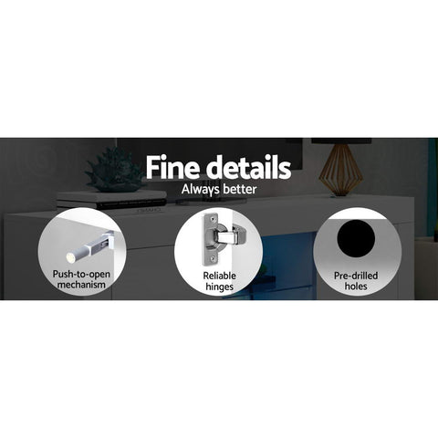 Artiss Entertainment Unit TV Cabinet LED 180cm White Bobi Chez Guru