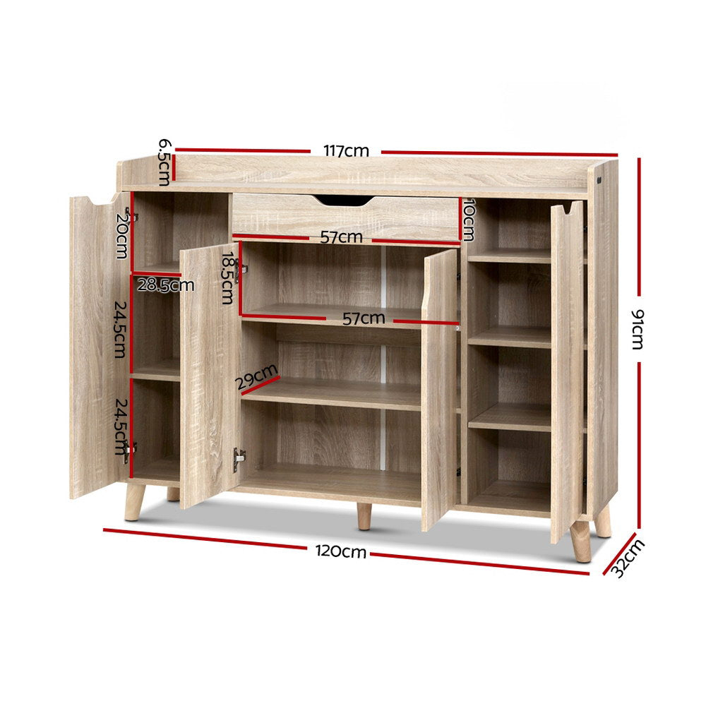 Artiss Shoe Rack Cabinet 26 Pairs Adjustable Pine Cissy Chez Guru