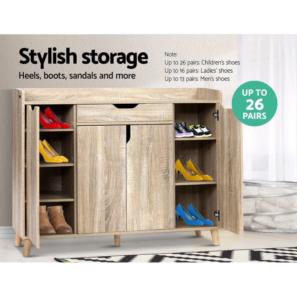 Artiss Shoe Rack Cabinet 26 Pairs Adjustable Pine Cissy Chez Guru