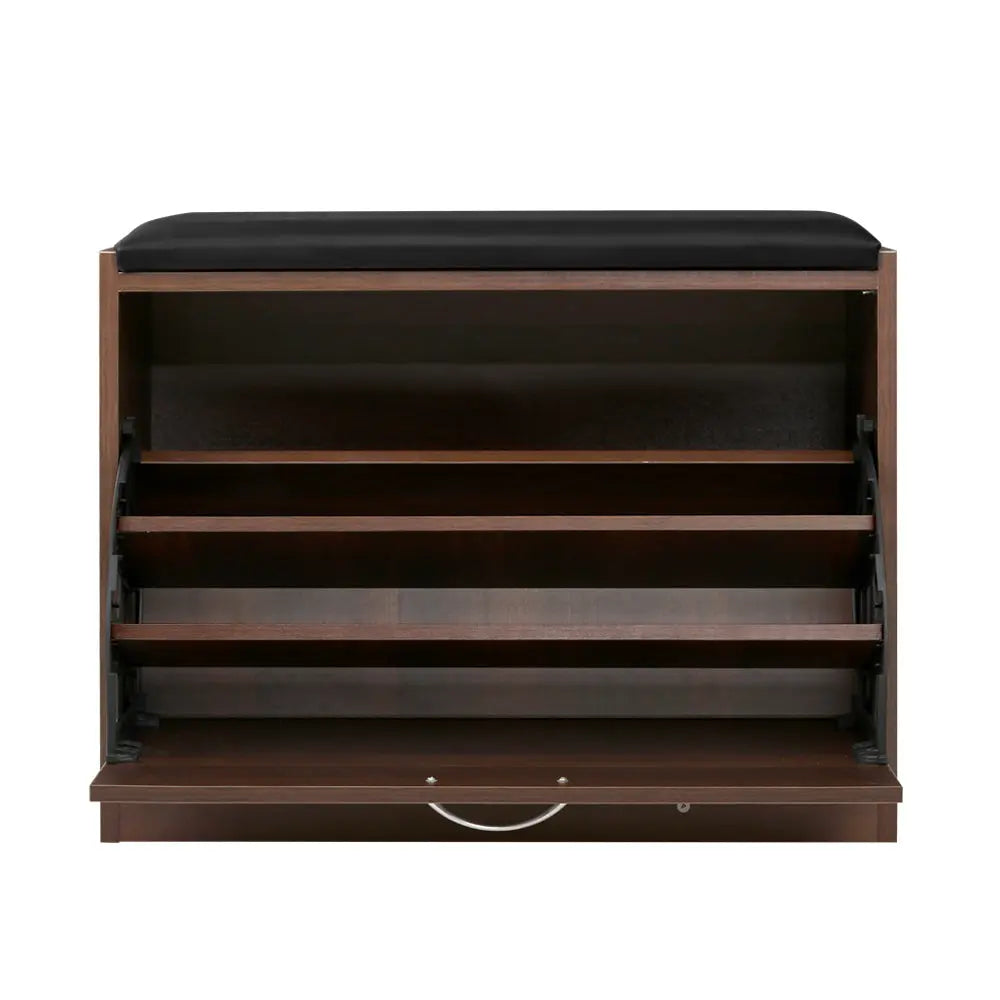 Artiss Shoe Rack Cabinet Bench15 Pairs Walnut Kyla Chez Guru