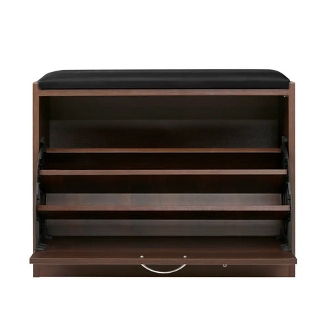 Artiss Shoe Rack Cabinet Bench15 Pairs Walnut Kyla Chez Guru