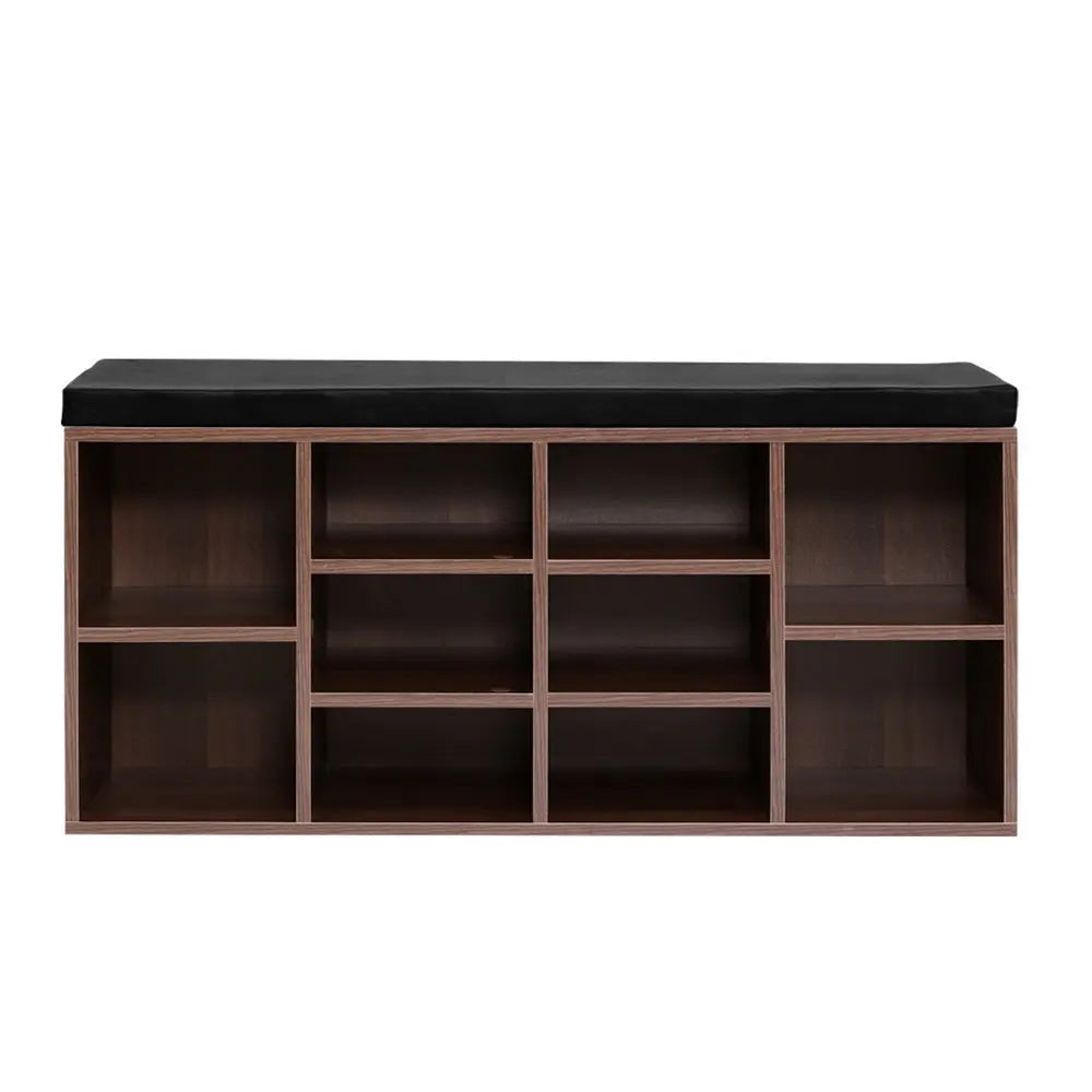 Artiss Shoe Rack Cabinet Bench 10 Cubes - Walnut Chez Guru