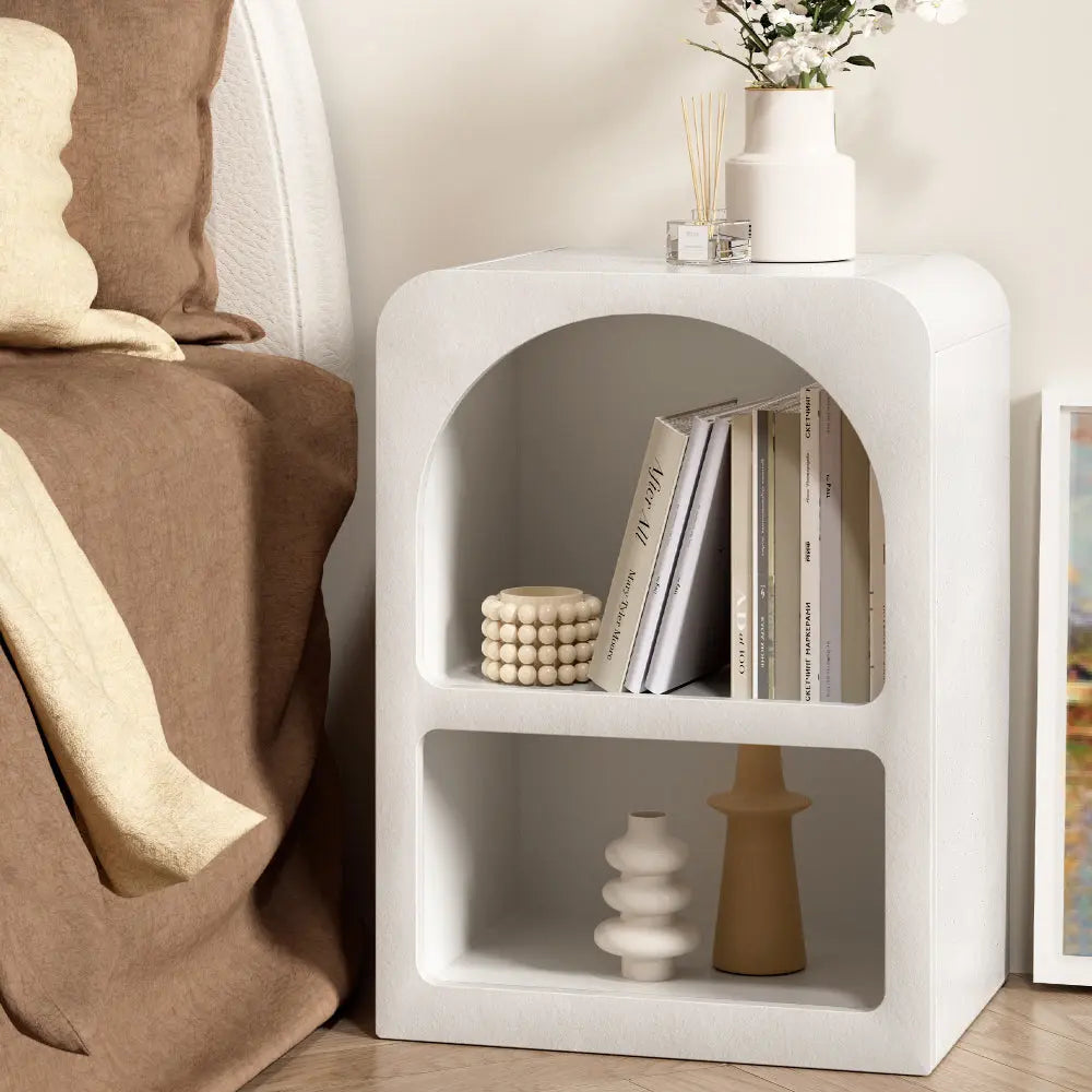 Artiss Bedside Table Shelves Side End Table Storage Nightstand White ARCHED - Chez Guru