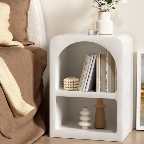 Artiss Bedside Table Shelves Side End Table Storage Nightstand White ARCHED - Chez Guru