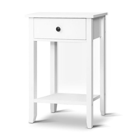 Artiss Bedside Table 1 Drawer with Shelf - BOWIE White Chez Guru