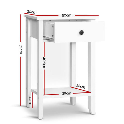 Artiss Bedside Table 1 Drawer with Shelf - BOWIE White Chez Guru