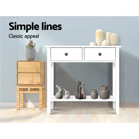 Artiss Console Table 2 Drawers 80CM White Chole Chez Guru