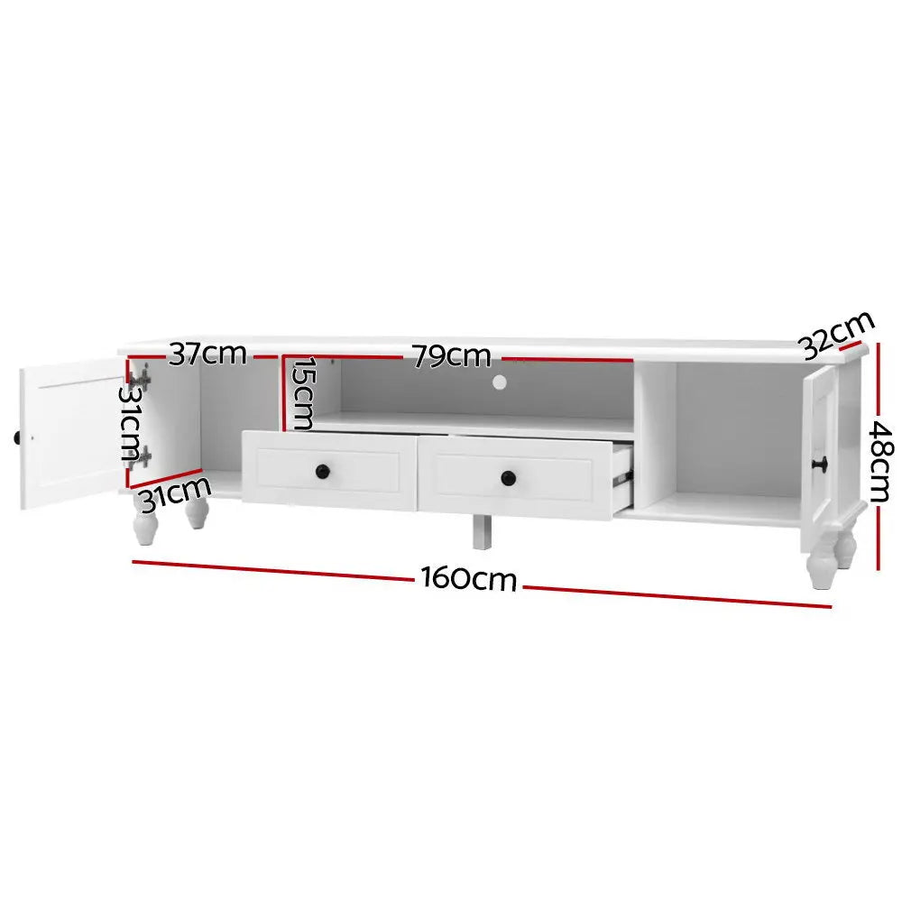 Artiss TV Cabinet Entertainment Unit 160cm White Kubi - Chez Guru