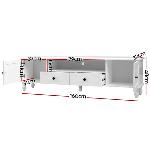 Artiss TV Cabinet Entertainment Unit 160cm White Kubi - Chez Guru