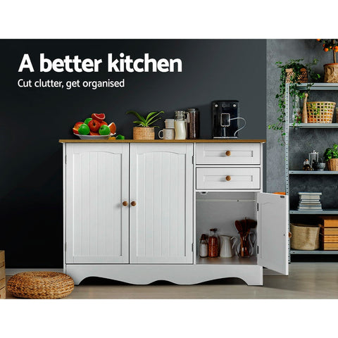 Artiss Buffet Sideboard 3 Doors - BERNE White Chez Guru