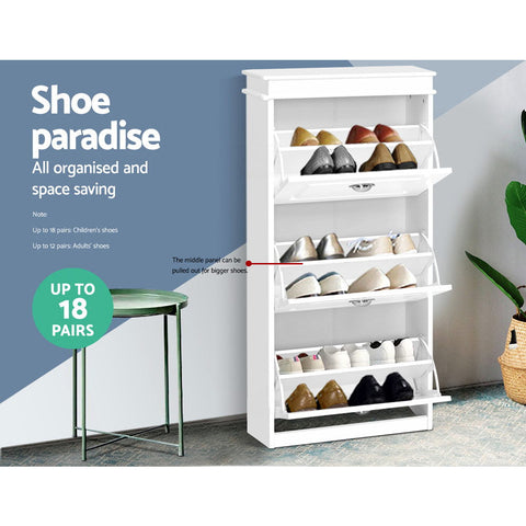 Artiss Shoe Rack Cabinet 18 Pairs 3-tier White Sena Chez Guru
