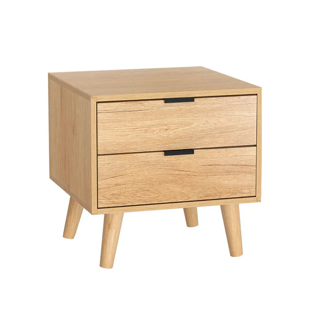 Artiss Bedside Table 2 Drawers - Pine - Chez Guru
