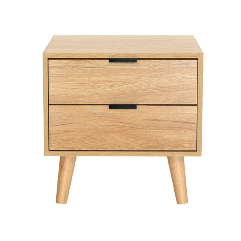 Artiss Bedside Table 2 Drawers - Pine - Chez Guru