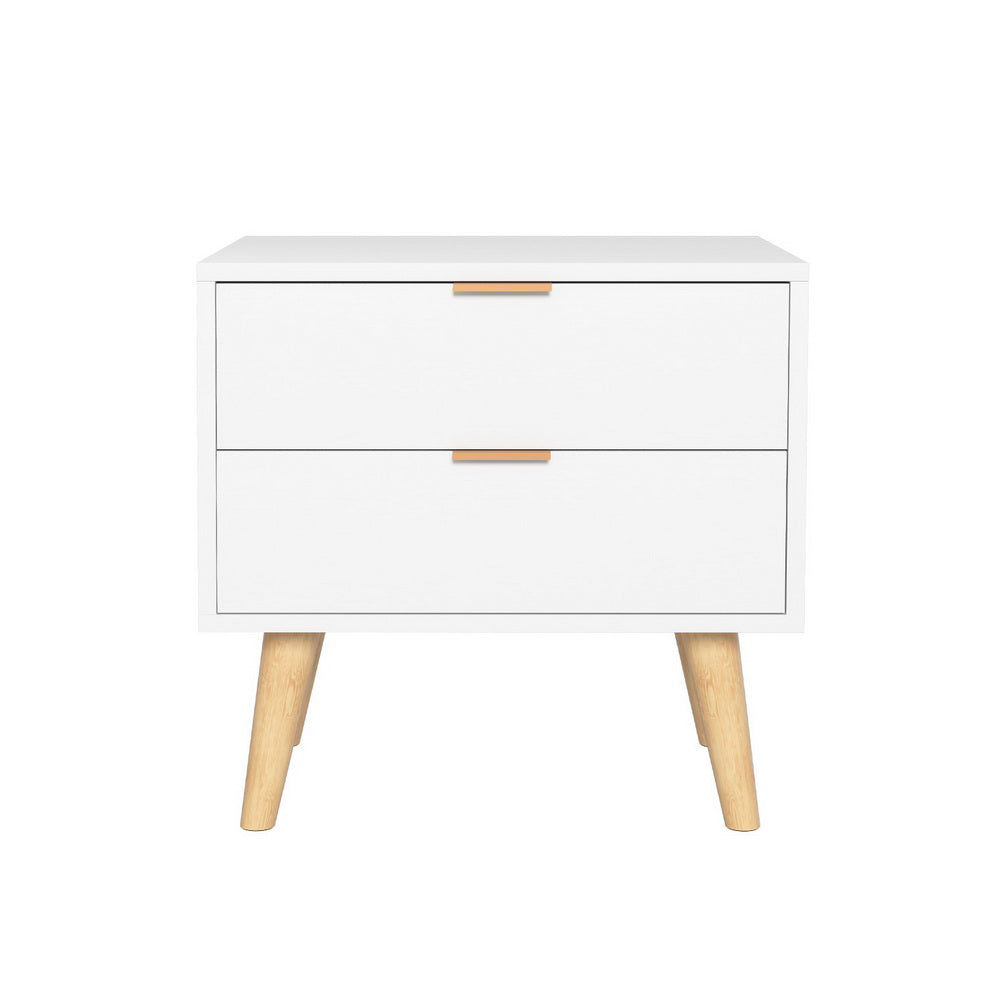 Artiss Bedside Table 2 Drawers - White Chez Guru