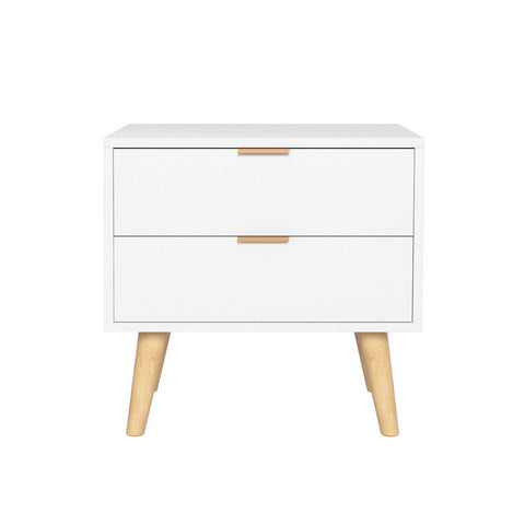 Artiss Bedside Table 2 Drawers - White Chez Guru