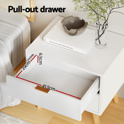 Artiss Bedside Table 2 Drawers - White Chez Guru