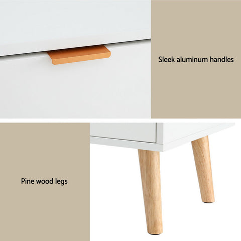 Artiss Bedside Table 2 Drawers - White Chez Guru