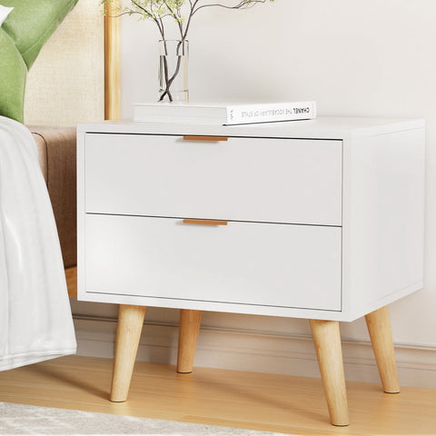 Artiss Bedside Table 2 Drawers - White Chez Guru