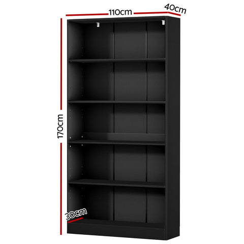 Artiss Bookshelf 5 Tiers ANTON Black Chez Guru