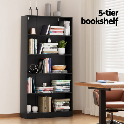 Artiss Bookshelf 5 Tiers ANTON Black Chez Guru