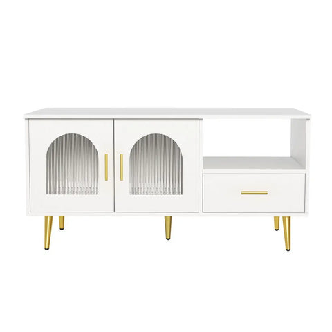 Artiss LED Coffee Table Shelf Drawer Storage White - Chez Guru